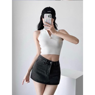 Áo len gân nữ xonxen shop quy nhơn, áo sát nách cổ bẻ freesize mã 89036