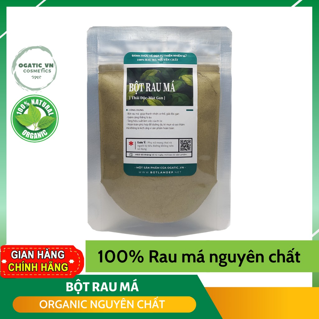Bột Rau Má Nguyên Chất sấy lạnh Ogatic_vn 50Gr Organic 100%, Thanh Nhiệt, Mát Gan, Giải Độc Cơ Thể