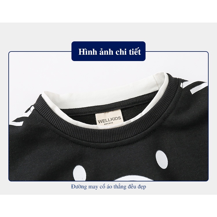 Áo nỉ da cá bé trai WELLKIDS cho bé họa tiết đáng yêu hàng xuất Âu Mỹ