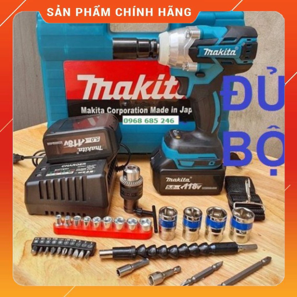 Máy siết bulong không chổi than Makita 118V xiết bu lông pin 10 cell bắn vít bắn tôn .