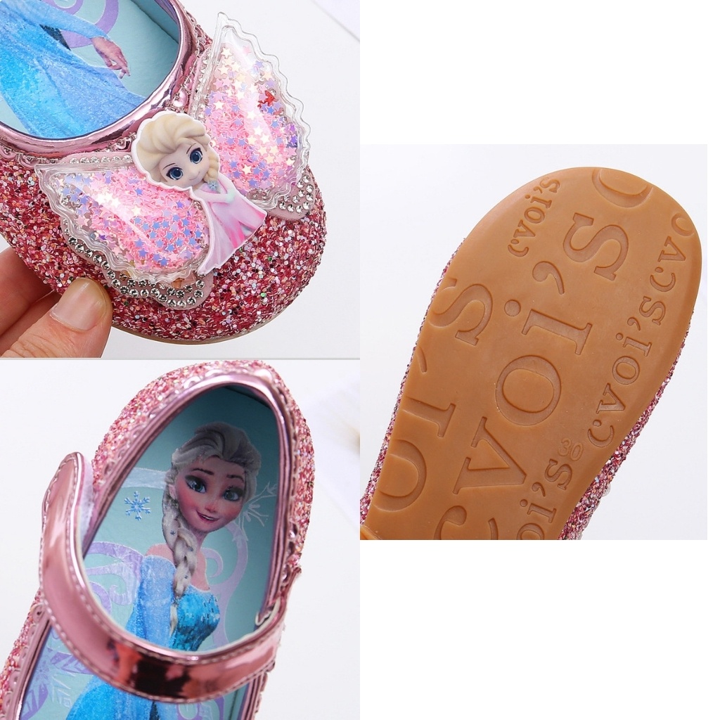 Giày Cho Bé Gái ❤️ Giày Búp Bê Bé Gái Đế Bệt Công Chúa Elsa Cánh Tiên Lấp Lánh EL02