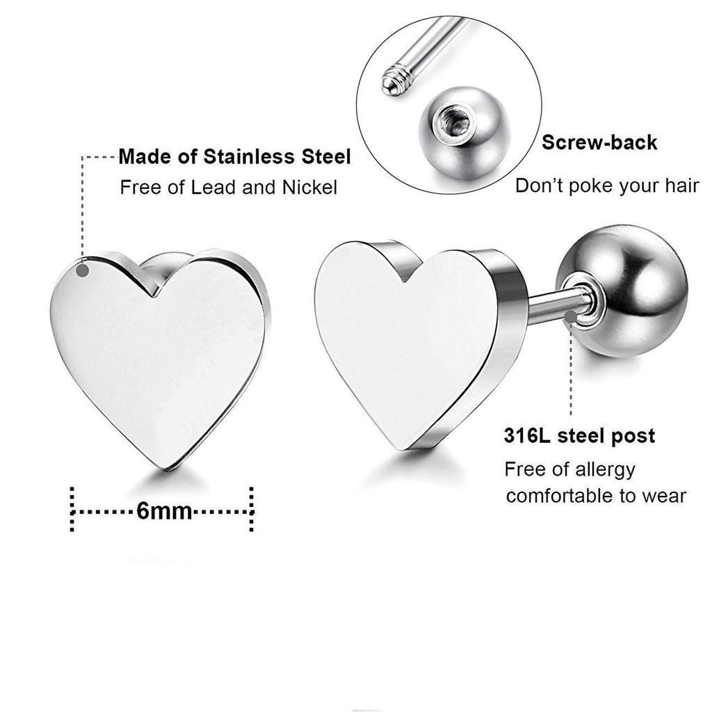 Bộ 2 Khuyên Xỏ Cơ Thể Hình Trái Tim Bằng Thép Không Gỉ