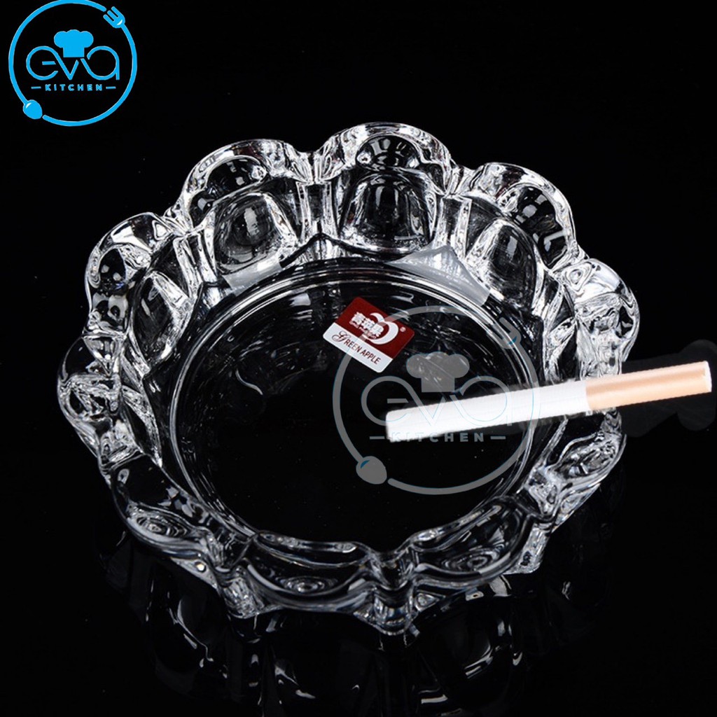 Gạt Tàn Thuỷ Tinh Cao Cấp Glass Ashtray Kiểu Dáng Tròn Cánh Hoa Sang Trọng Deli 1025 M3334