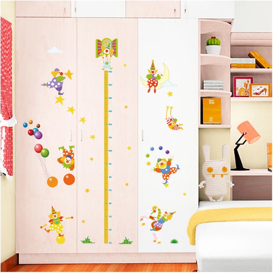 Decal trang trí thước đo Chú Hề vui nhộn