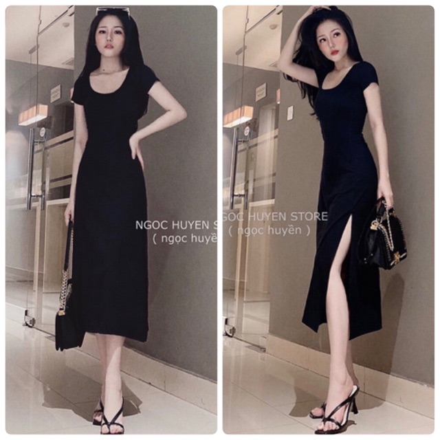 ĐẦM MAXI THUN CỔ U XẺ TÀ