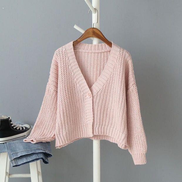 NUZIRO  Áo khoác cardigan ngắn dáng rộng phong cách Hàn Quốc thời trang cho nữ