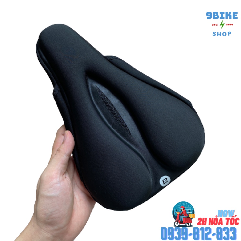 Đệm lót yên bọc yên xe đạp gel siêu mềm Rockbros dây dán 16 x 28 cm