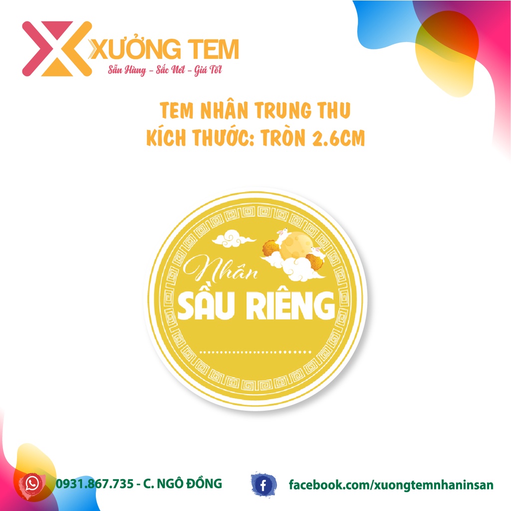 500 Tem Dán, Nhãn Nhân Trung Thu Mới 2022-Cán Bóng Đẹp