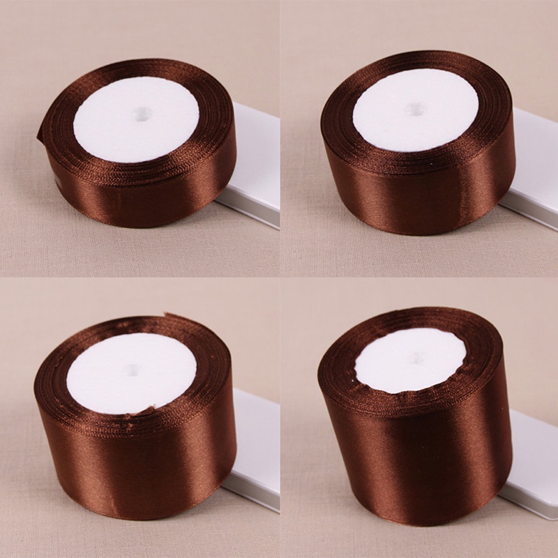Cuộn Dây Ruy Băng Lụa Satin Màu Nâu Trang Trí Tiệc Cưới / Năm Mới 0609 25 Yards Diy