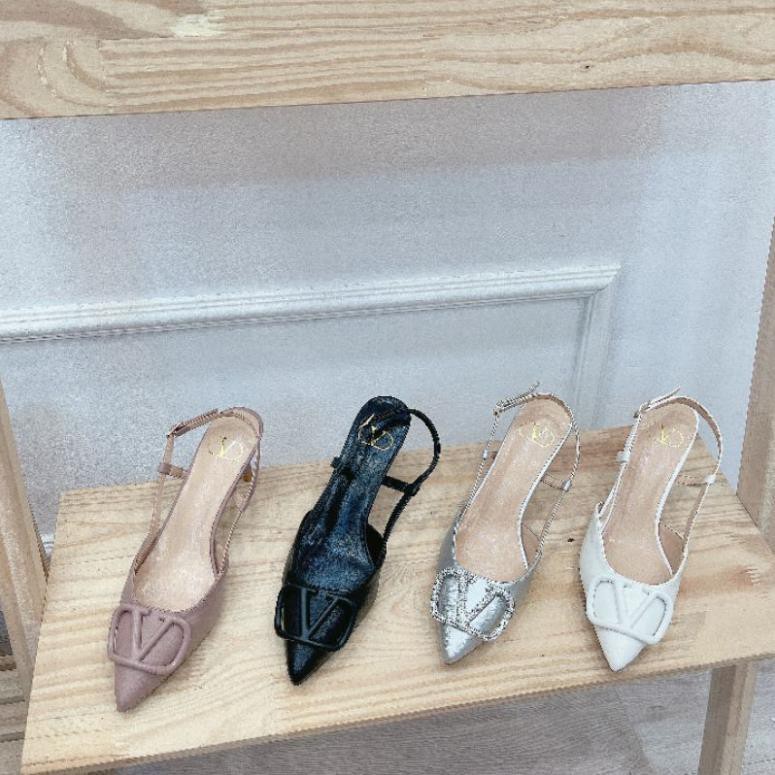 JLo(ẢNH THẬT) Sandal 7p Khoá V Gót Nhọn Da Mềm Êm Fullbox Bill Túi Hãng Cao Cấp