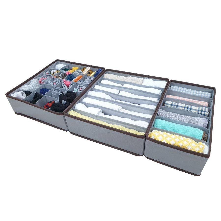 Bộ 3 hộp đựng đồ lót,tất,khăn gấp gọn, tránh thất lạc - xuất Nhật