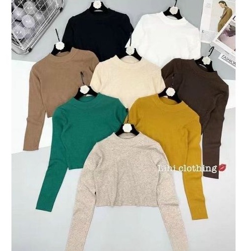 Áo len thỏ trơn croptop hàng QCL1
