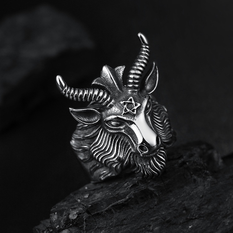 Nhẫn Hình Sừng Dê Satan Độc Đáo Thời Trang Cho Nam