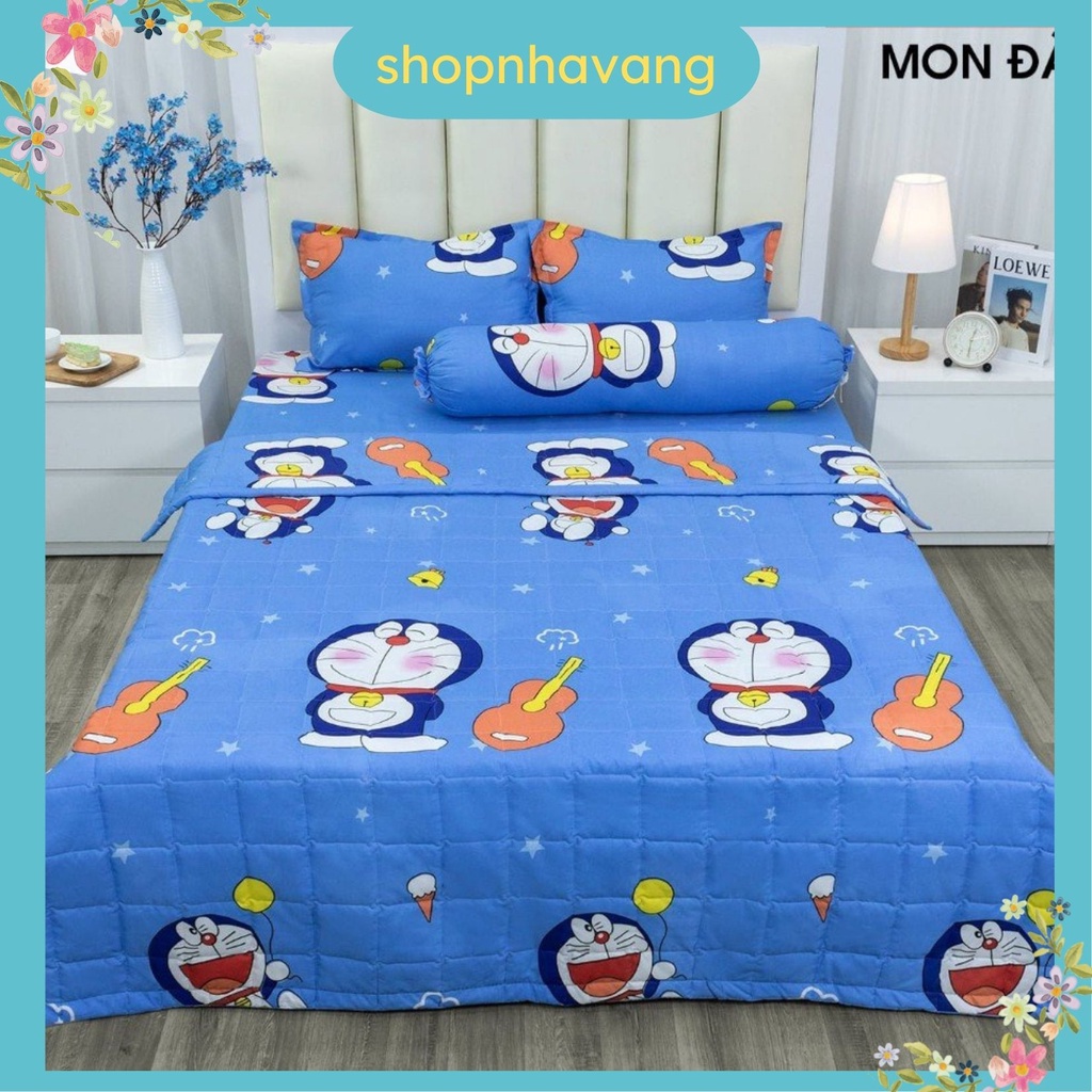 Chăn hè trần bông,mền hè thu mỏng có thể đắp văn phòng,du lịch,chất liệu polly cotton thông thoáng-mẫu ĐôRêMon