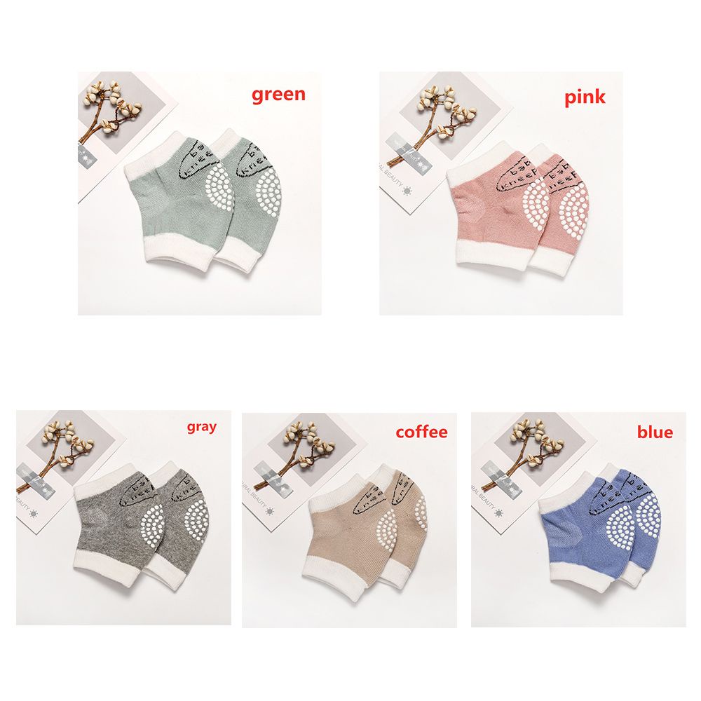 Cặp miếng đệm bảo vệ đầu gối/ khuỷu tay lưới cotton thoáng khí dày dặn chống trượt giữ ấm nhiều màu cho bé tập bò