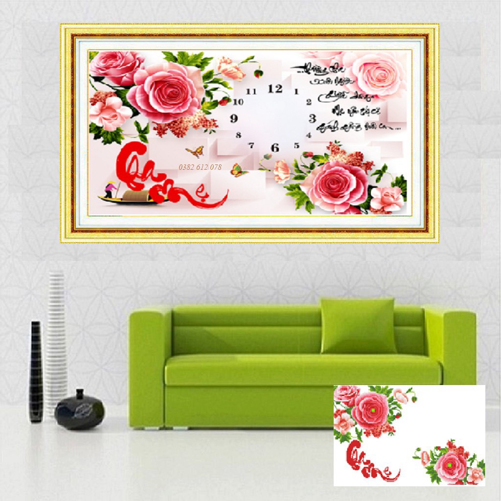 ❤FLASH SALE❤ Tranh đính đá Cha Mẹ Đồng Hồ LG-1021 - Kích Thước 65x45cm