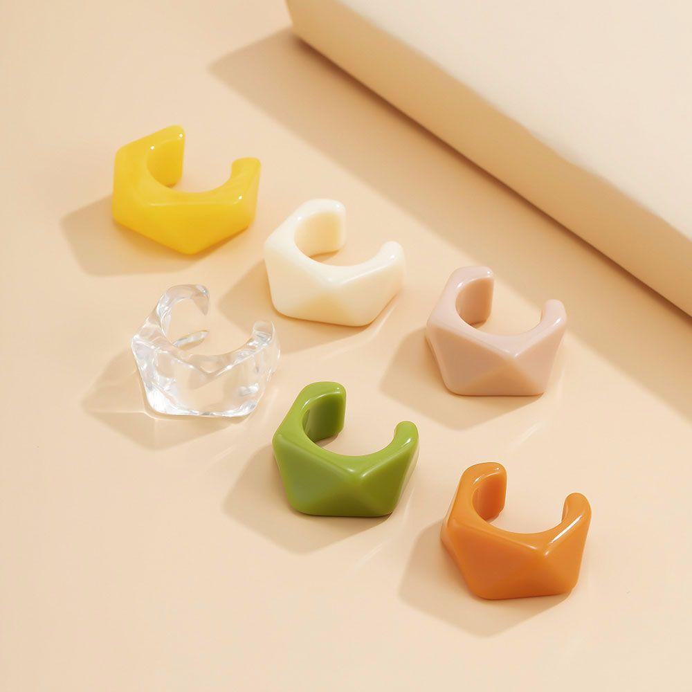 Nhẫn Resin Dạng Hở Màu Sắc Kẹo Ngọt Kiểu Dáng Hình Học Dành Cho Nữ