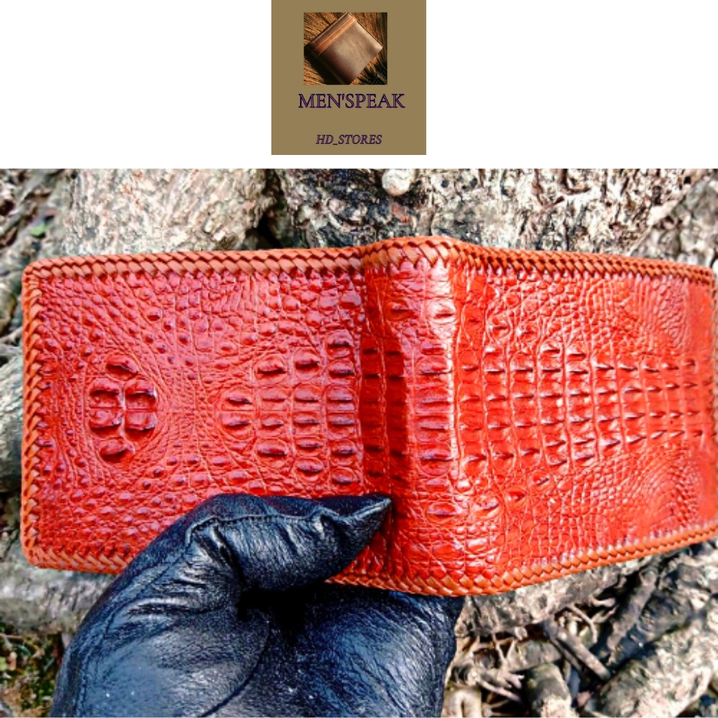 Ví nam nhỏ, ví nam chính hãng, bóp da cá sấu, ví nam cá sấu đan viền nguyên con.