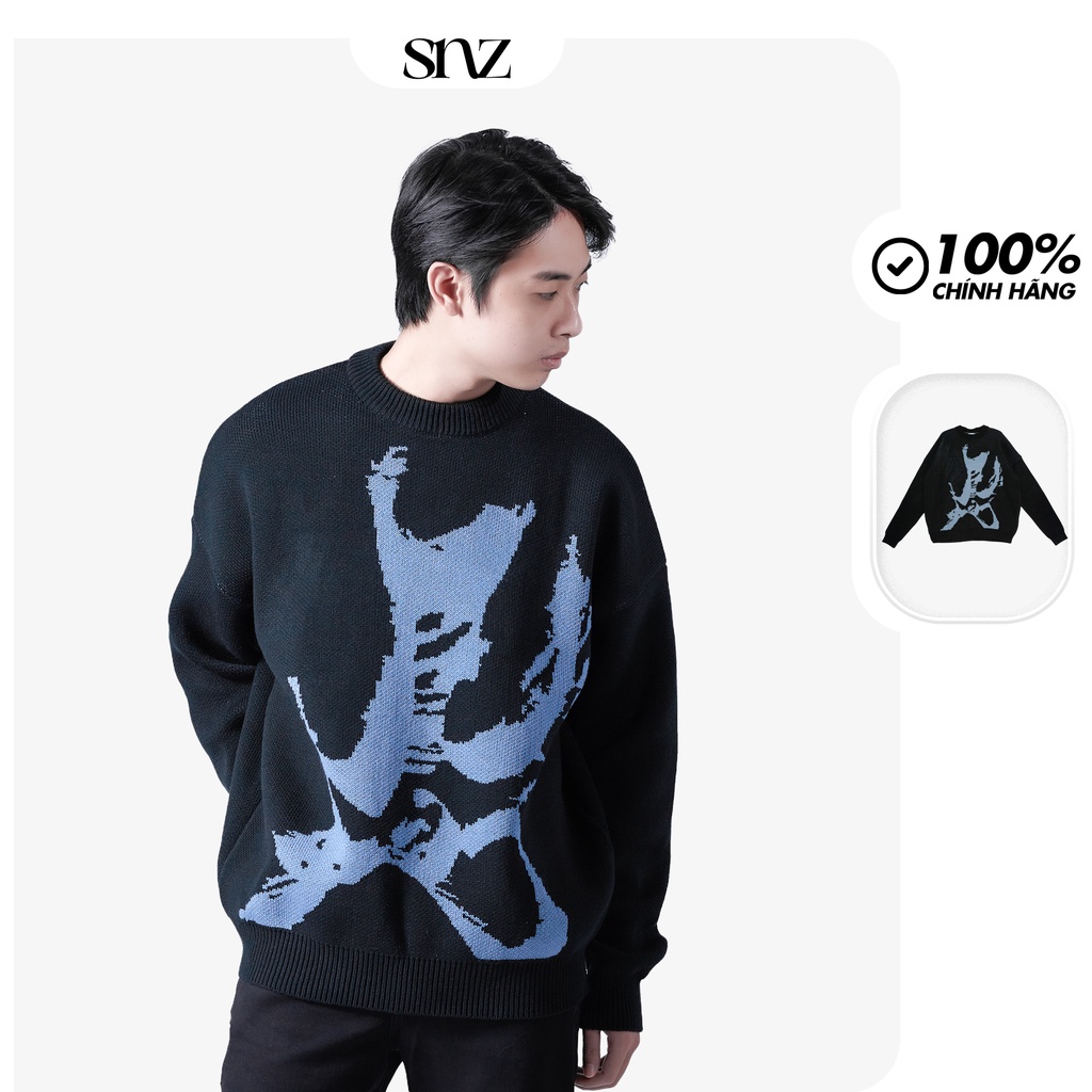 Áo Len Nam Cổ Tròn Vải Len Sợi Dày Dặn Form Oversize Phong Cách Snazzy Knit Sweater