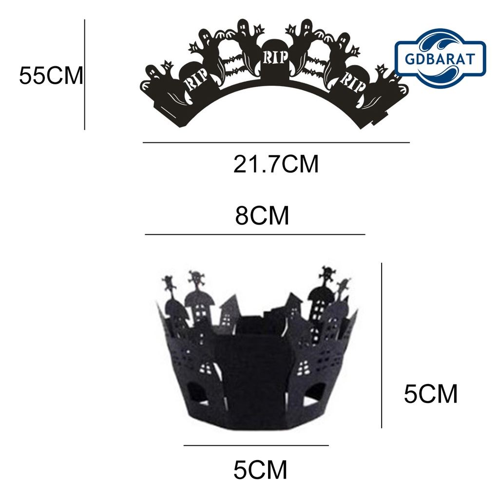 Set 12 Giấy Gói Bánh Cupcake Màu Đen Dùng Để Trang Trí Halloween