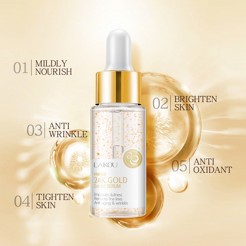 (Hàng Mới Về) Serum Laikou Chiết Xuất Hoa Anh Đào / Tràm Trà / Vàng 24k Kiềm Dầu Chống Nếp Nhăn Làm Trắng Da