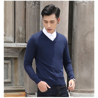 Áo len nam cổ tim chất len dệt kim