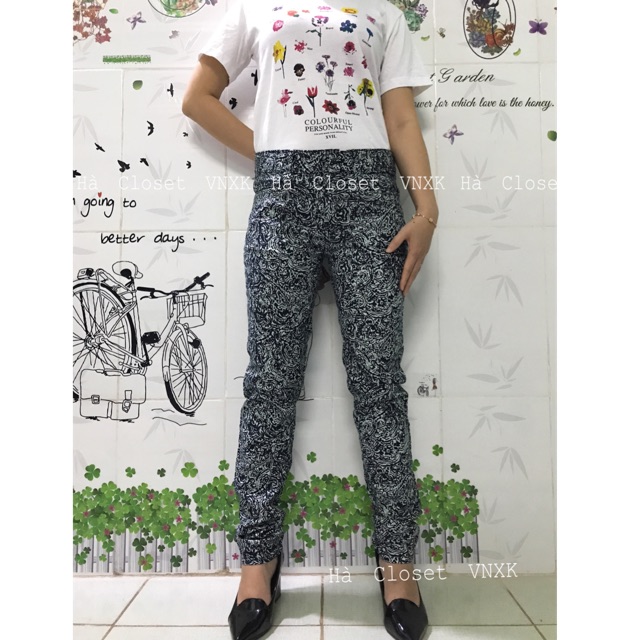 Quần Skinny Khaki Hoa Văn Nữ- (Xuất dư xịn đẹp)