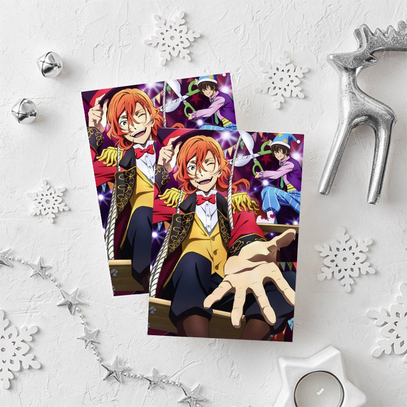 (V02) Tấm Postcard anime cao cấp giấy 260gsm BUNGOU STRAY DOGS Văn hào lưu lạc hình chibi ảnh đẹp