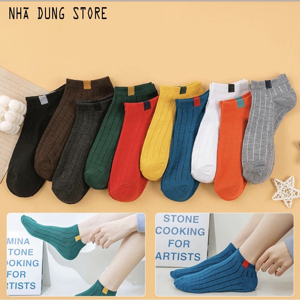Tất ngắn nam nữ vớ cổ thấp nhiều màu thấm mồ hôi Nhã Dung Store