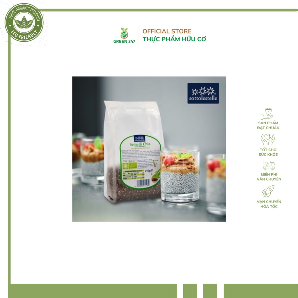 Hạt chia hữu cơ 250g Sottolestelle thực phẩm giá trị bậc nhất cho sức khỏe con người Nhập Khẩu Chính Hãng