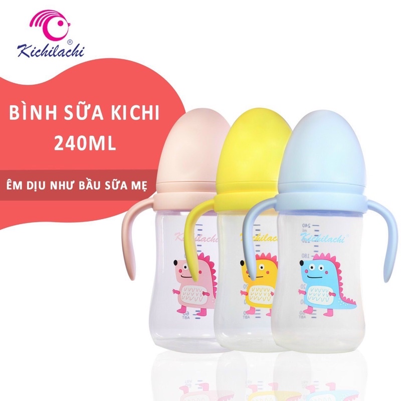 Bình sữa cổ rộng kichi 180ml/240ml