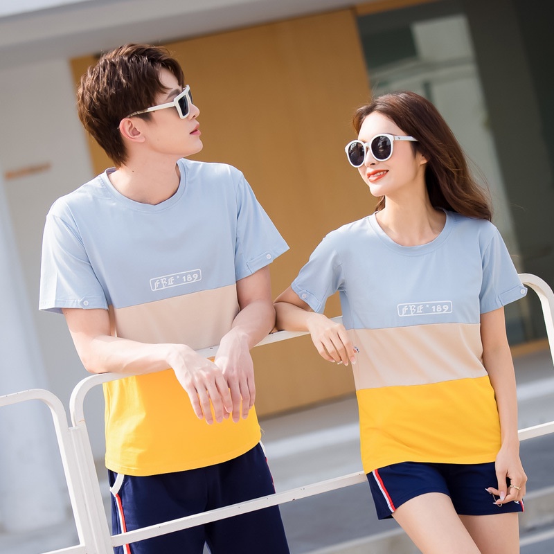 Đồ gia đình 3/4/5 người đẹp ❤️FREESHIP❤️ Đồng phục áo thun cotton không cổ ngắn tay cho gia đình phối sọc dễ thương AG41