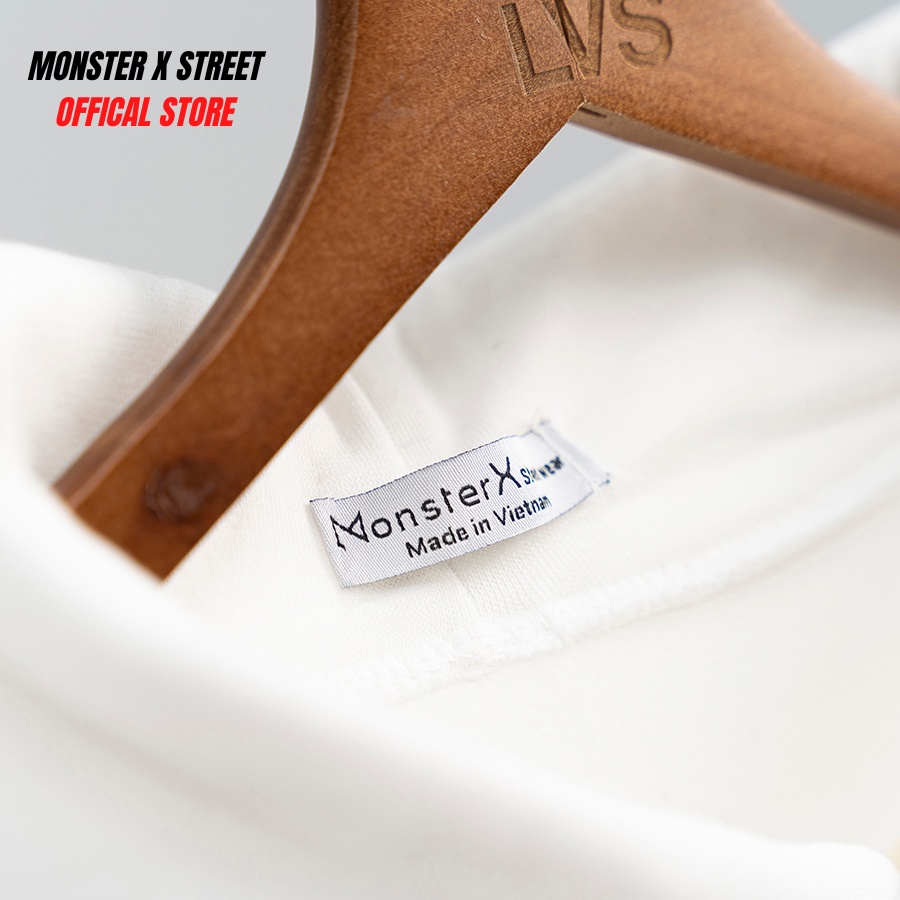 Áo hoodie nỉ bông Monster X Street Human White nam nữ form rộng thu đông Local Brand