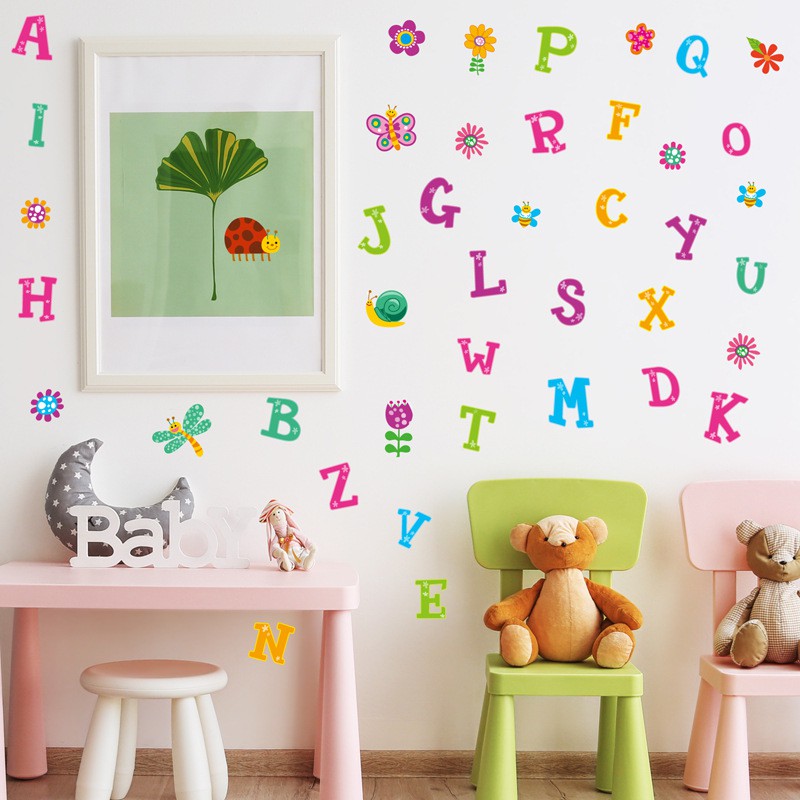 Sticker Pvc Dán Tường Với Họa Tiết Hình Bảng Chữ Cái Theo Phong Cách Hoạt Hình Dùng Cho Phòng Trẻ