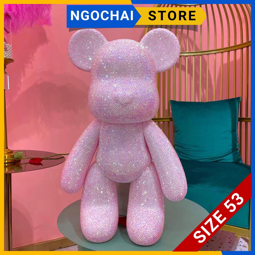 [Mã LIFEXANH03 giảm 10% đơn 500K] Gấu đính đá handmade tự làm bearbrick size 53 hottrend tiktok đủ màu sẵn hàng