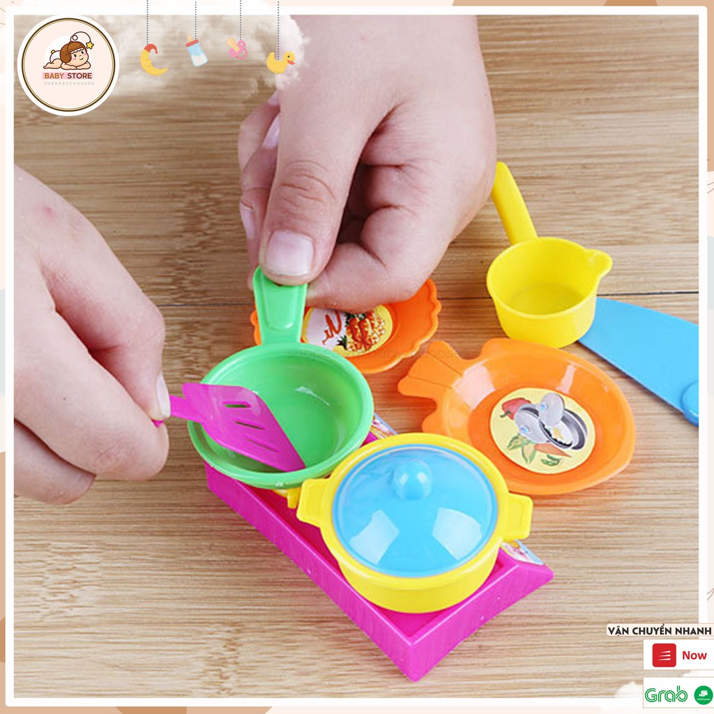 Bộ đồ chơi nấu ăn nhà bếp cho bé, đồ chơi nấu ăn dụng cụ nhà bếp cho trẻ vui chơi khám phá