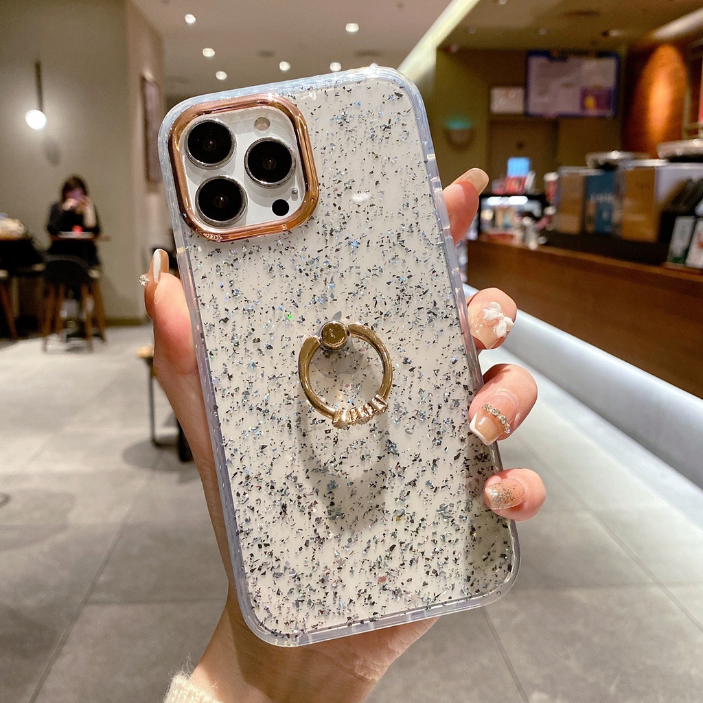 Ốp Điện Thoại Kim Tuyến Có Vòng Đỡ Cho iPhone 13 Pro Max 12 Pro Max 12 11Pro XS Max 13 11 XR X Đứng