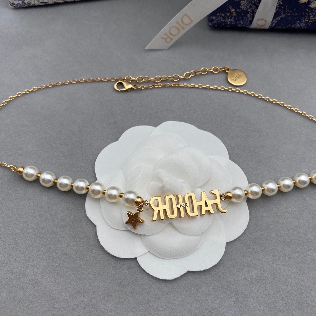 Set Vòng cổ/Vòng Tay/Nhẫn Dior Đính Ngọc Trai Thanh Lịch Thời Trang