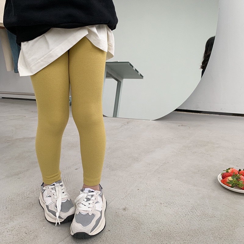 QG311 - Quần legging trơn gân nhỏ sz 90-150, legging mỏng, co dãn nhiều, thời trang hàn quốc thu đông 2022