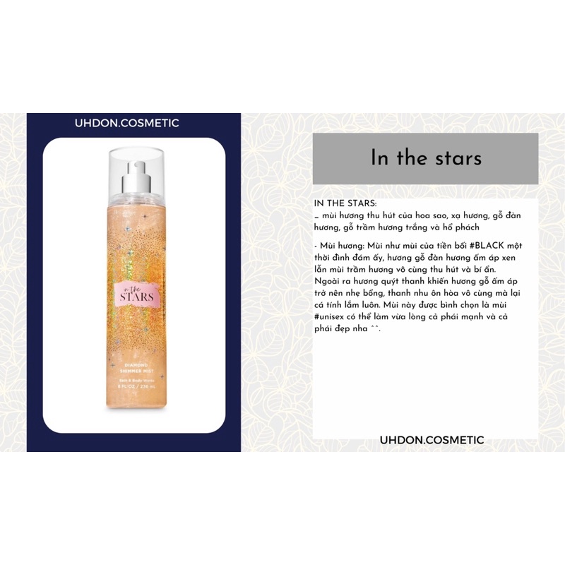Body mist Bath Body Works mùi IN THE STARS