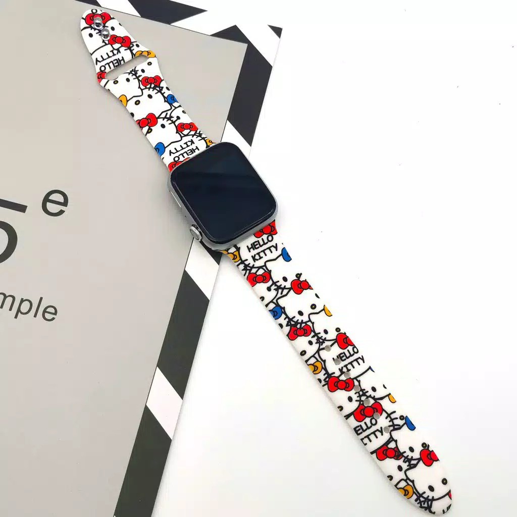 Dây silicon họa tiết hoạt hình thay thế cho Apple Watch T500 Ft50 F10 F20 F8 Ft18 W26 W46 Series 6/5/4/3/40mm
