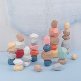 Đồ chơi đá màu jenga bằng gỗ xếp chồng cân bằng độc đáo