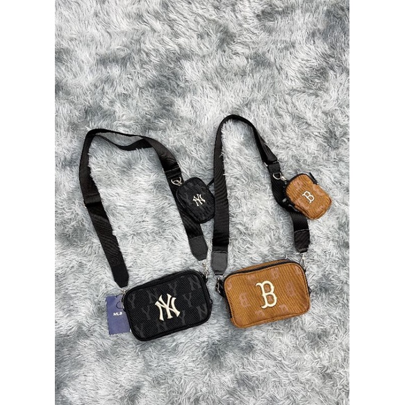 Túi đeo chéo M L B monogram logo thêu