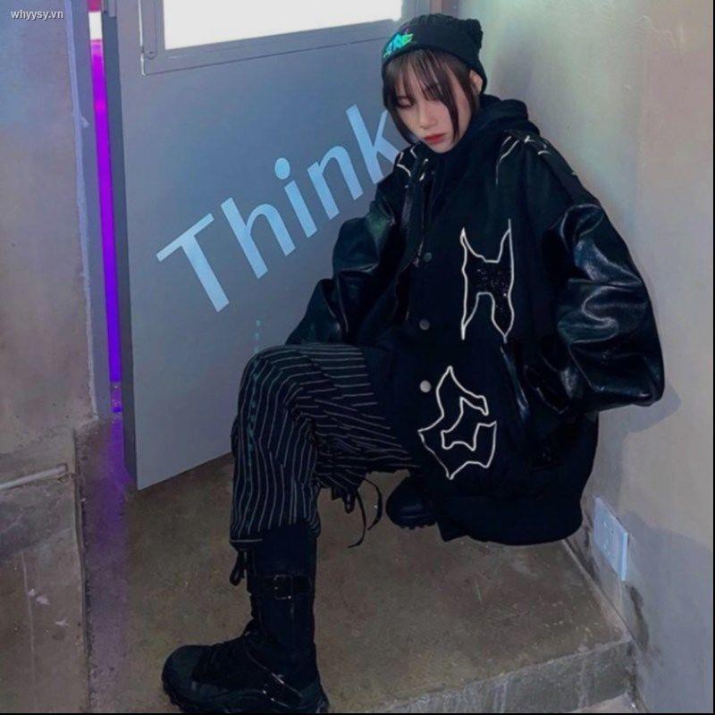 Áo Khoác Bóng Chày Dáng Rộng Thêu Họa Tiết Phong Cách Hip Hop Mới 2021
