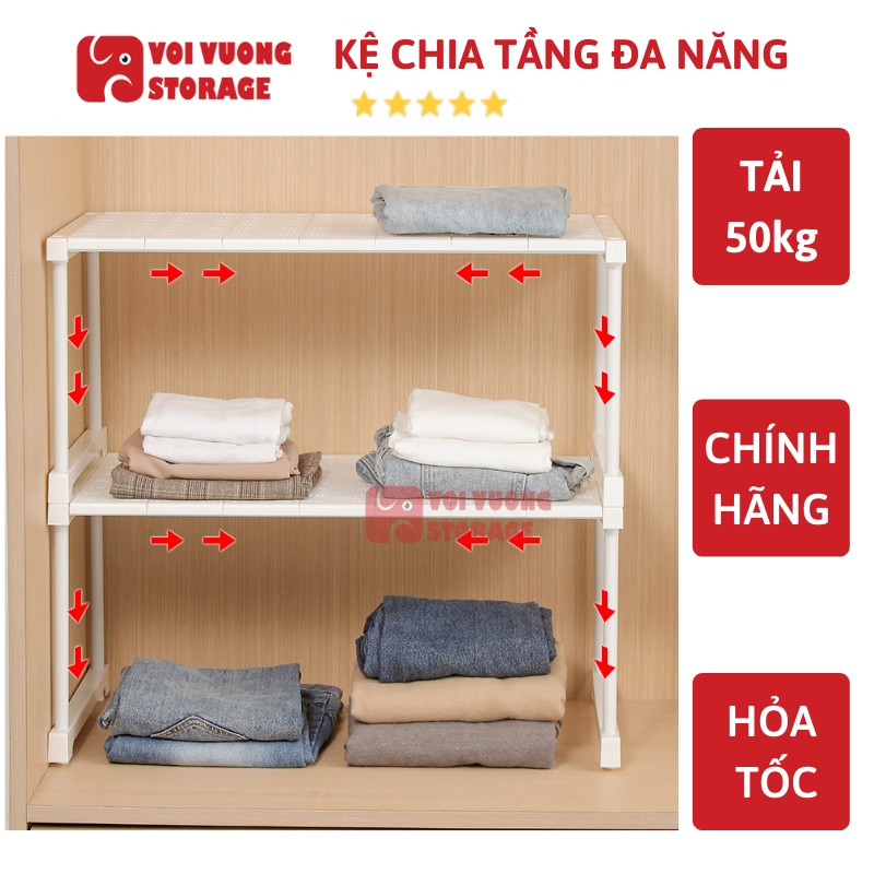 Kệ Chia Tầng Đa Năng Cho Tủ Quần Áo Tủ Bếp Thương Hiệu VOI VUÔNG