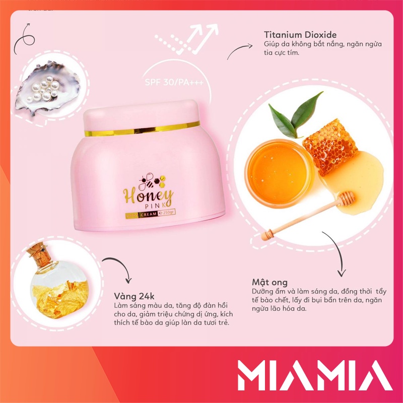 Kem Body Honey Pink Sợi Mật Ong Dát Vàng Chính Hãng 250g