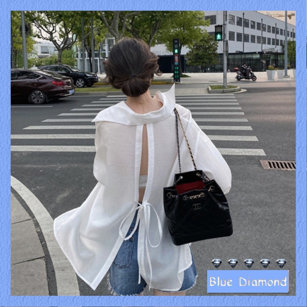 【💎Blue Diamond 】Áo Sơ Mi Nữ Dài Tay Cổ Bẻ Form Rộng Thời Trang Hàn