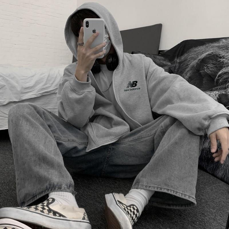 Áo khoác New Balance có mũ trùm dáng rộng màu trơn dễ phối đồ thời trang cho nam nữ
