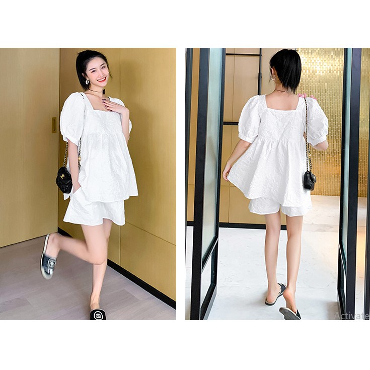 Set Áo Quần Bầu Bộ Bầu Đùi Xốp Xinh SAQ61