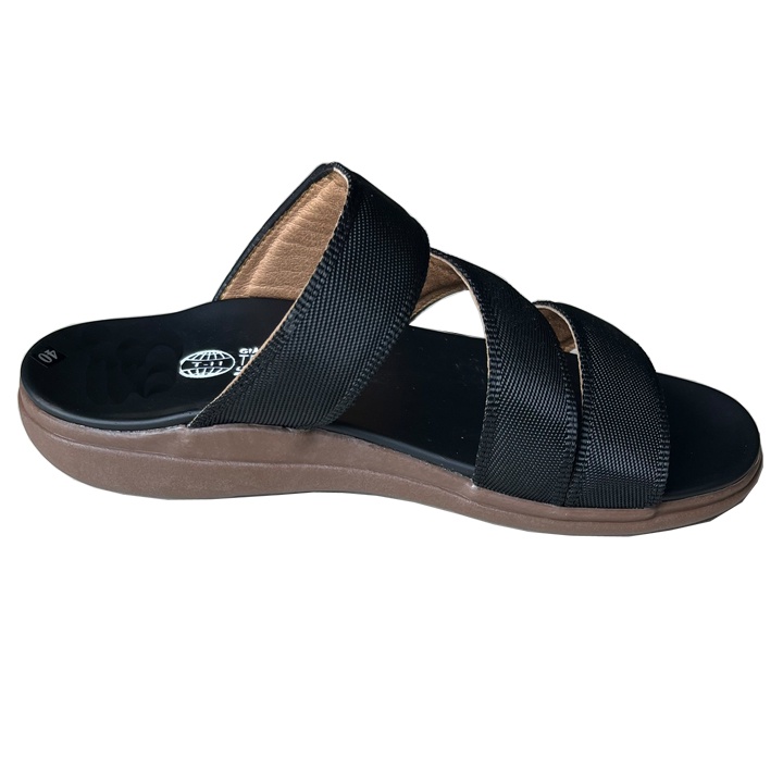 Dép nam quai chéo đế cao 3cm quai dù Trường Hải màu đen DN160